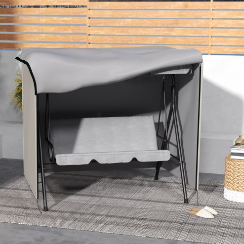 Outsunny 3 Seater 600D Oxford Patio Swing Chair Cover Outdoor Garden Furniture Rain Protection Protector Waterproof Anti-UV, 177 x 114 x 152cm, Light Grey