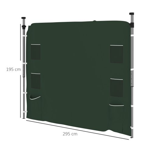 Outsunny Gazebo Side Panel, Canopy Sidewall Panel with 4 Mesh Bags and 2 Storage Pockets for 3 x 3 m Straight Leg Pop Up Gazebos, 1 Pack Sidewall Only, Green