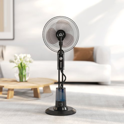 HOMCOM Pedestal Fan with Water Mist Spray, Spray Misting Fan with 70° Oscillation, Tilt Head, 4 Speeds, 3 Modes, Adjustable Mist, 3.2L Water Tank, for Home, 120 cm
