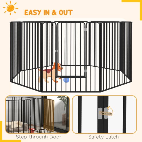 PawHut Heavy Duty Dog Playpen, 8 Panels Dog Pen, 100cm Height Pet Playpen Exercise Pen, with Door, for Small and Medium, Large Dogs