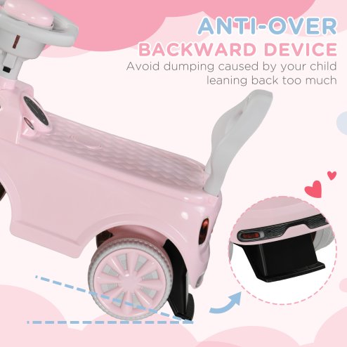 AIYAPLAY Ride On Car Foot To Floor Sliding Car Push Along Car with Air Horn, Anti-Over-Backwards Design, for Toddler from 18 to 36 Months - Pink