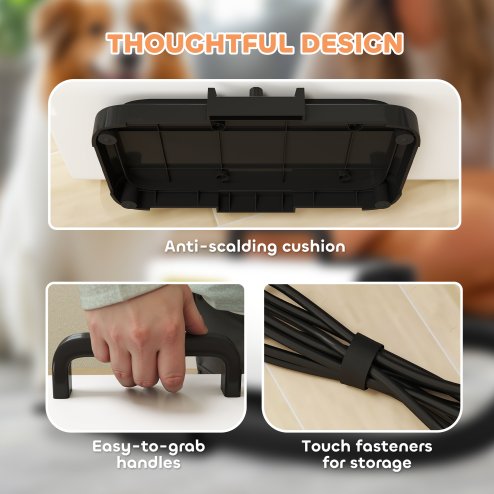 PawHut Dog Hair Dryer with One-Click Auto Adjustable Airflow and Temperature, 2200W Pet Grooming Hair Dryer with 3 Nozzles, Digital Screen, Pet Air Blower Blaster Dryer for Dogs Cats, White