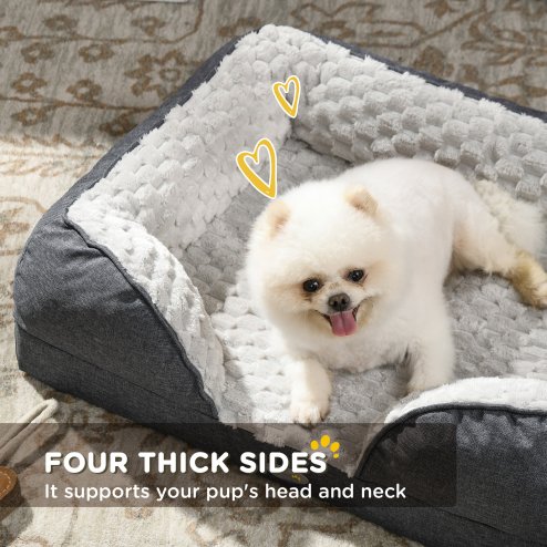 PawHut Dog Sofa Bed Pet Bed Dog Mattress with Removable Washable Cover, Anti-Slip Bottom, for Small Sized Dogs, 70L x 50W x 18Hcm - Charcoal Grey
