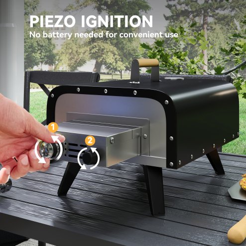 Outsunny Outdoor Tabletop Gas Pizza Oven with 12