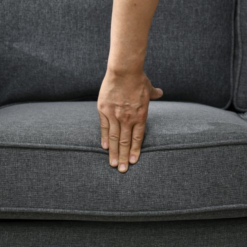 HOMCOM 2 Seater Sofa, Fabric Sofa Couch with Nailhead Trim Rolled Arm and Slatted Wood Frame, Upholstered Loveseat Settee for Living Room, Bedroom, Home Office