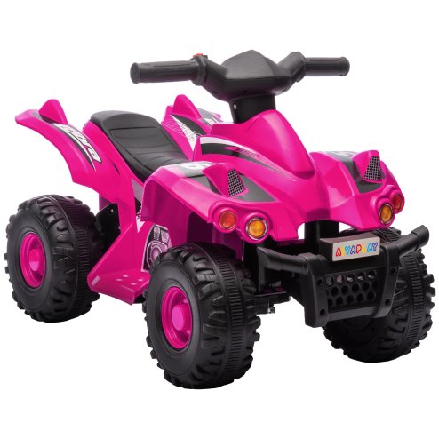 AIYAPLAY 6V Electric Quad Bike for Kids, Kids Electric Car Ride on ATV with Music, Forward Function, for Ages 2-6 Years, Pink