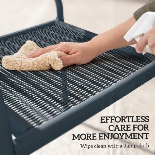 Outsunny Garden Chairs Set of 4, Stackable Rattan Effect Dining Chairs with Armrest, Weather Resistant and Lightweight Outdoor Furniture Armchairs for Patio, Balcony, Terrace, Dark Grey