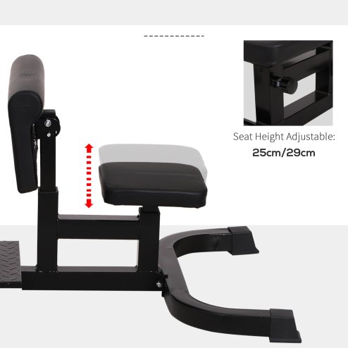 HOMCOM Squat Bench Trainer Sit Up Machine Multifunctional Equipment Abdomen and Leg Strength Indoor Household Fitness Device Black