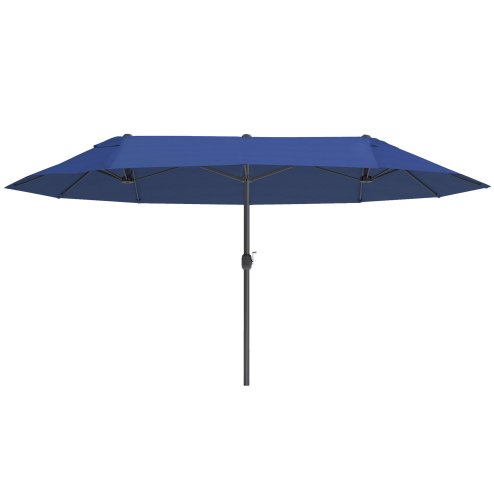 Outsunny 4.6m Large Garden Parasol Double-Sided Sun Umbrella Patio Market Canopy Shade Outdoor Blue - NO BASE