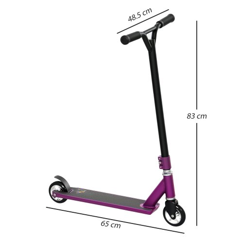 HOMCOM Stunt Scooter, 360 Entry Level Tricks Scooter w/ Lightweight Aluminium Deck and ABEC 7 Bearing, For Age 14+ Beginners, Purple
