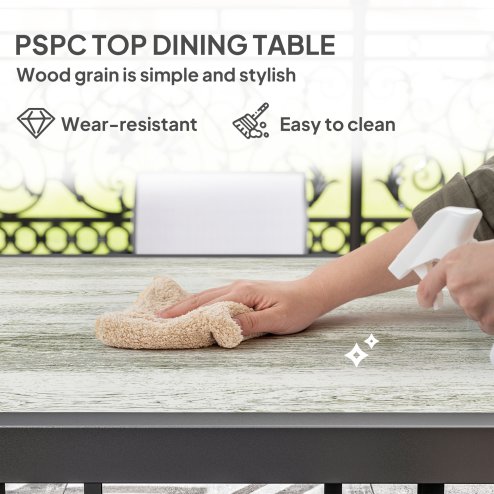 Outsunny 4 Seater Garden Dining Set, 5 Piece Garden Furniture Set with 4 Stackable Armchairs, Outdoor Table and Chairs with Easy Clean Top, Steel Frame, Texteline Seat, for Terrace, Balcony, Grey