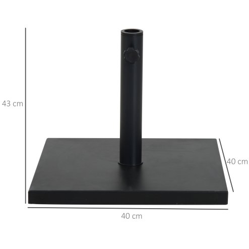 Outsunny 11kg Square Parasol Base, Concrete Umbrella Base, Cement Weight Stand Holder for Outdoor, Patio, Garden, Black