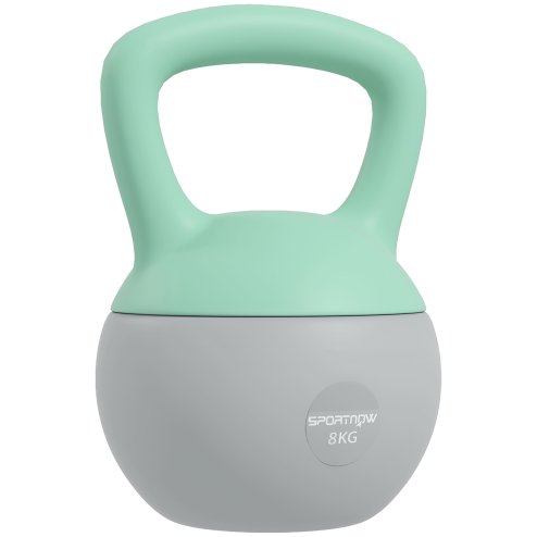 SPORTNOW Soft Kettlebell, 8kg Kettle Bell with Non-Slip Handle for Home Gym Weight Lifting and Strength Training, Grey and Green