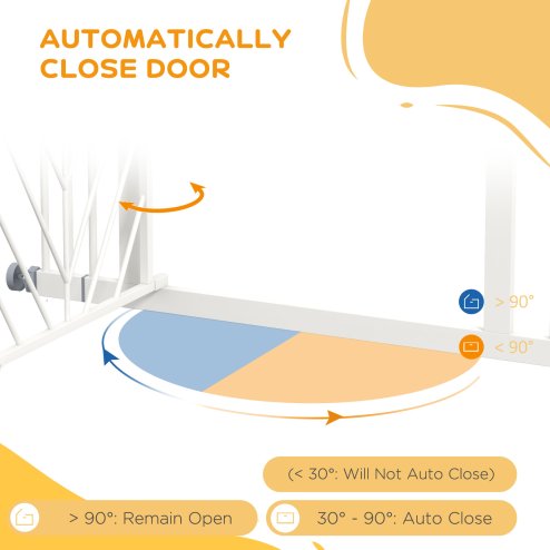 PawHut Pressure Fit Safety Gate for Doorways and Staircases, Dog Gate with Auto Closing Door, Pet Barrier for Hallways with Double Locking, Openings 74-100cm - White