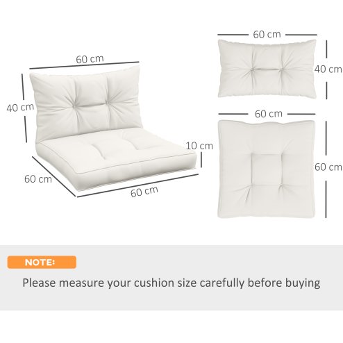 Outsunny 2pc Outdoor Seat Cushions Back Cushions, 60 x 60 x 10cm Water Repellent Seat Pads for Garden Patio Kitchen Office Chairs, White