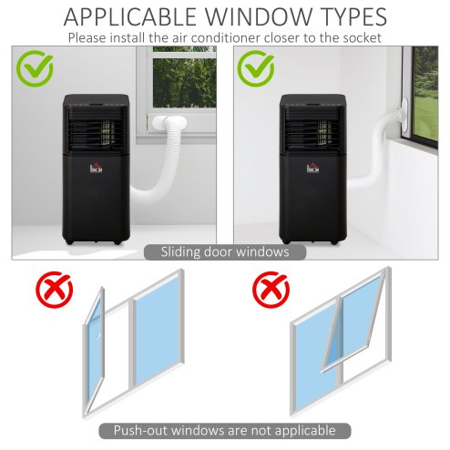HOMCOM 5000 BTU 4-In-1 Portable Air Conditioner Unit Cooling Dehumidifying Ventilating for Room up to 18m², with Fan, Remote, 24H Timer, Window Mount Kit, R290, A Energy Efficiency
