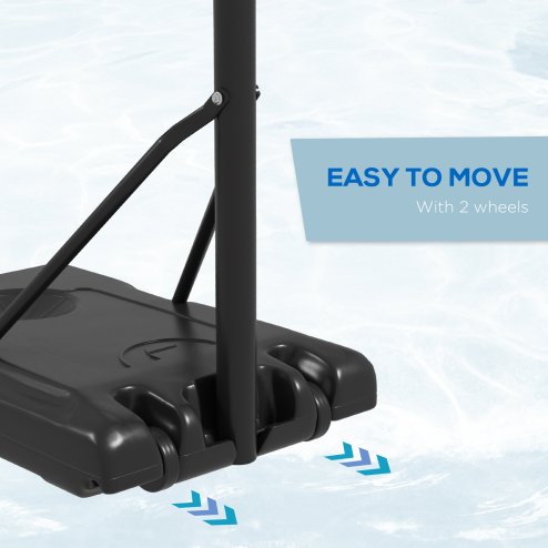 SPORTNOW Height Adjustable Basketball Hoop and Stand, Freestanding Basketball Stand, Net, System with Wheels, Enlarged Base, P Backboard for teenager, 1.82-2.13(m) - Black