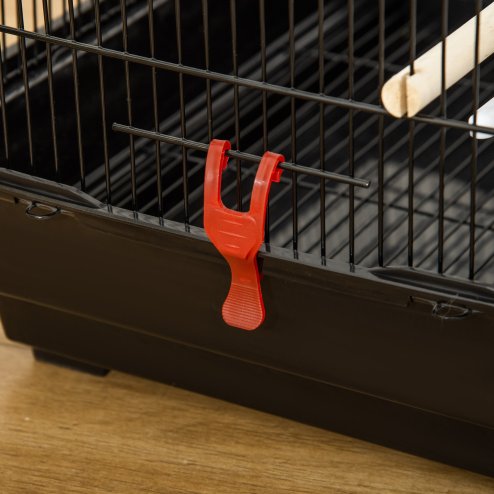 PawHut Bird Cage for Budgies, Finches, Canaries w/ Accessories, Toys, Tray, Handle, 46 x 36 x 100cm - Black