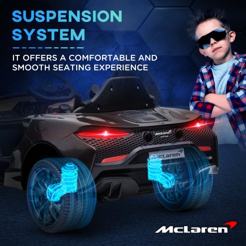 HOMCOM McLaren Licensed 12V Kids Electric Ride-On Car with Butterfly Doors, Powered Electric Car with Remote Control, Music, Horn, Headlights, MP3 Slot, Suspension Wheels, for Ages 3-6 Years - Black