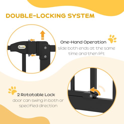PawHut Pressure Fit Dog Stair Gate No Drilling Safety Gate Auto Close for Doorways, Hallways, 74-100cm Adjustable, 78cm Tall, Black