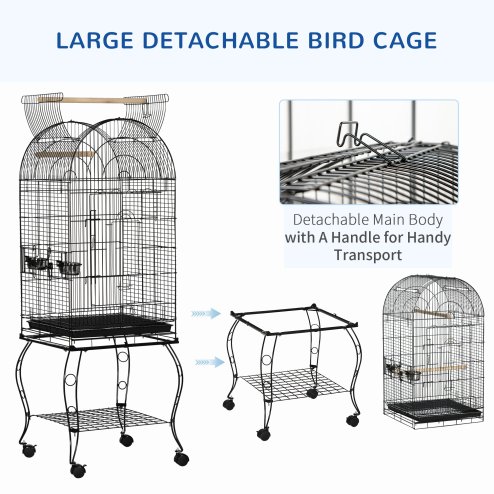 PawHut Bird Cage Budgie Cage Large Aviary for Parrot Finch Cockatiel with Stand, Shelf, Top Access