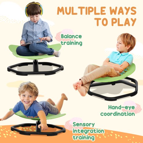 AIYAPLAY Sensory Spinning Chair, Kids Swivel Chair for Coordination, Balance, Green