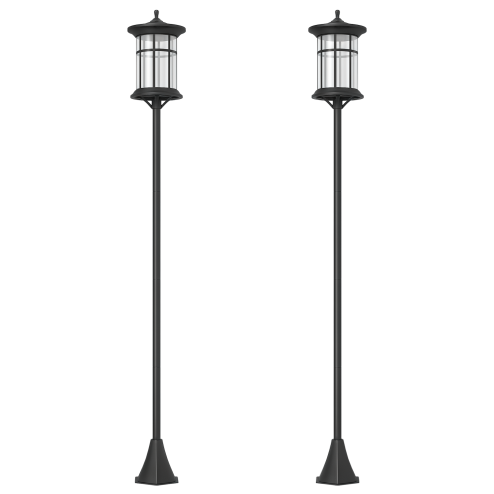 Outsunny 2 Pack 1.8m Garden Lamp Post Lights, LED Outdoor Solar Post Lights, Waterproof IP44 for Patio, Garden, Pathway, Cool White