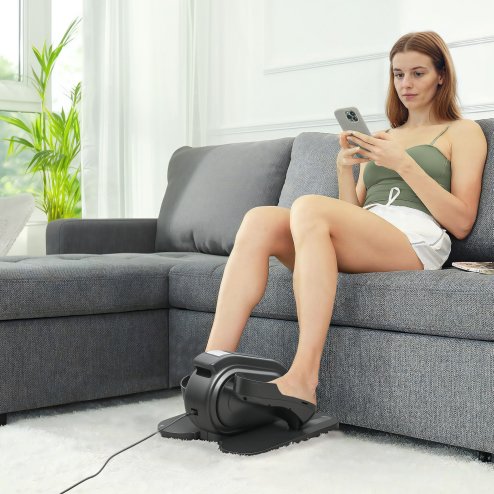 SPORTNOW Under Desk Elliptical Machine, Seated Pedal Exerciser, Mini Elliptical Trainer with LCD Monitor, Remote Control and 10 Adjustable Speed, Quiet & Portable for Seniors, Black