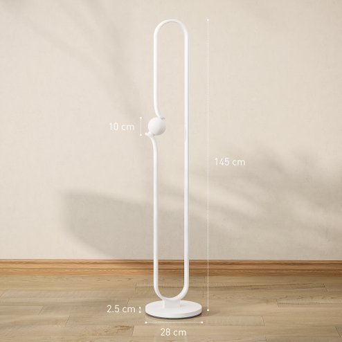 HOMCOM LED Floor Lamp, Dimmable Floor Standing Lamp with Glass Night Light, Foot Switch for Living Room, Bedroom, Office, White