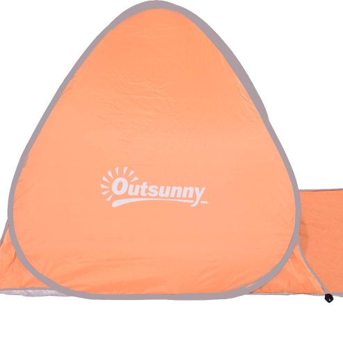Outsunny Pop up Beach Tent, UV 30+ Portable Sun Shelter with Carry Bag, 2x1.5m for 2-3 Person, Orange