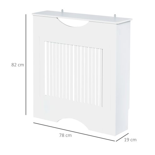 HOMCOM Painted MDF Radiator Cover Heater Cabinet Modern Slatted Home Furniture Living Room Bedroom Worktop White 82H x 78W x 19D