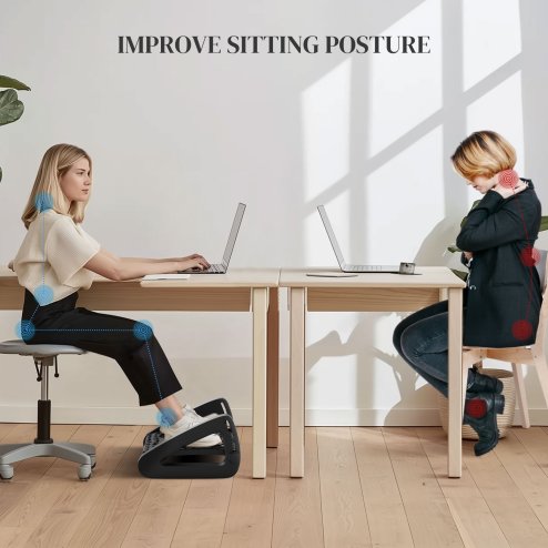 HOMCOM Foot Rest Under Desk, 6 Height Adjustable Footrest with Massage Texture and Rollers, Non-Slip Office Footstool for Under Desk, Black