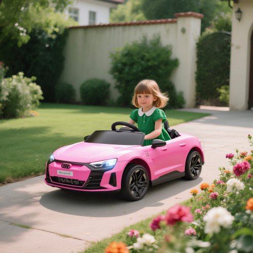 HOMCOM Audi RS e-tron GT Licensed Electric Car for Kids, 12V Battery Powered Electric Ride-on Toy with Remote Control Music, Suspension Wheels, Soft Start, for 3-5 years, Pink