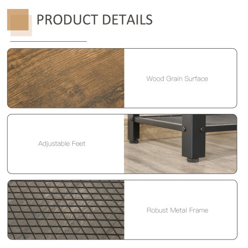 HOMCOM Industrial Console Table Entryway Table w/Bottom Mesh Shelf Metal Frame Vintage Sofa Table for Hallway, Living Room, Rustic Brown