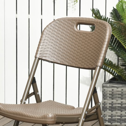 Outsunny 6 Seater Garden Dining Set, Rattan-Style HDPE Garden Furniture Set, Outdoor Dining Table and Chairs with 6 Armchairs and Rectangular Plastic Top Table for Patio, Balcony, Dark Brown