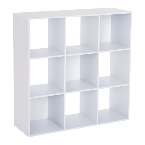 HOMCOM 3 Tier Bookshelf, Modern Cube Bookcase with 9 Open Storage Compartments, Freestanding Display Storage Unit for Living Room, Bedroom, Study, White