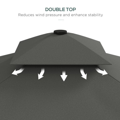 Outsunny 2.5m Cantilever Parasol with Easy Lever, Square Double Top Garden Parasol Umbrella with Ruffles and Cross Base, Overhanging Outdoor Sun Shades, Dark Grey