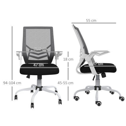 Vinsetto Office Chair, Ergonomic Desk Chair, Executive Computer Chair with 90° Flip-up Armrest and Lumbar Support, Adjustable Height for Home/Office, Black