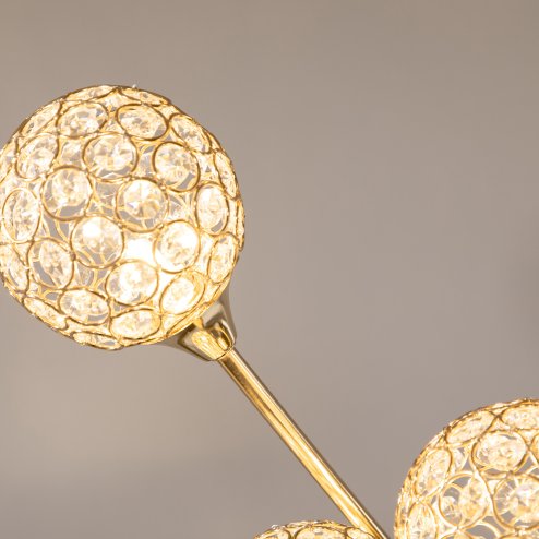 HOMCOM 5-Light Upright Floor Lamps for Living Room with Lampshade, Modern Standing Lamp for Bedroom, Bulb not Included, Silver