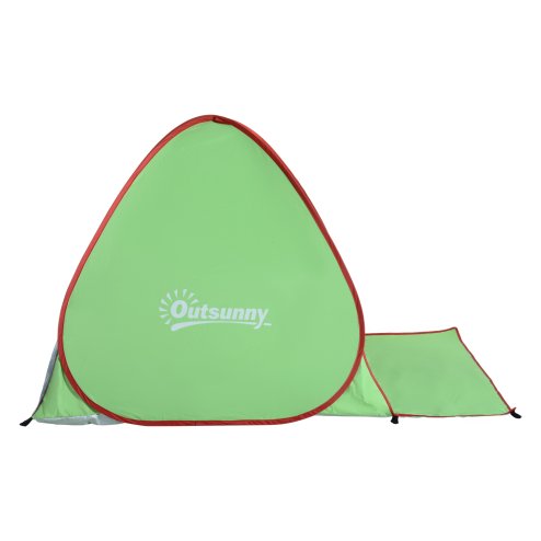 Outsunny Pop up Beach Tent, UV 30+ Sun Shelter with Carry Bag, 2x1.5m for 2-3 Person, Green