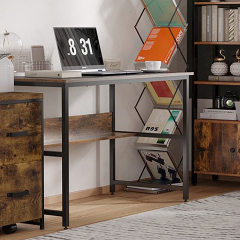 HOMCOM Computer Desk with Storage Shelf, 120 x 60cm Home Office Desk with Metal Frame, Study Table, Easy Assembly