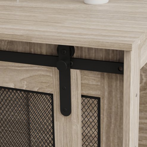 PawHut Dog Crate Furniture, Dog Cage End Table with Sliding Door, Pet Kennel for Extra Large Breeds, 118 x 75.5 x 82cm, Walnut Brown