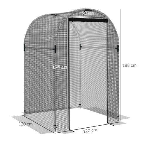 Outsunny Fruit Cage Bird Netting, Heavy Duty Fruit and Vegetable Protection Tent with Zipped Door, Anti Bird, Insects, Small Animals, 1.2 x 1.2 x 1.9m, Black