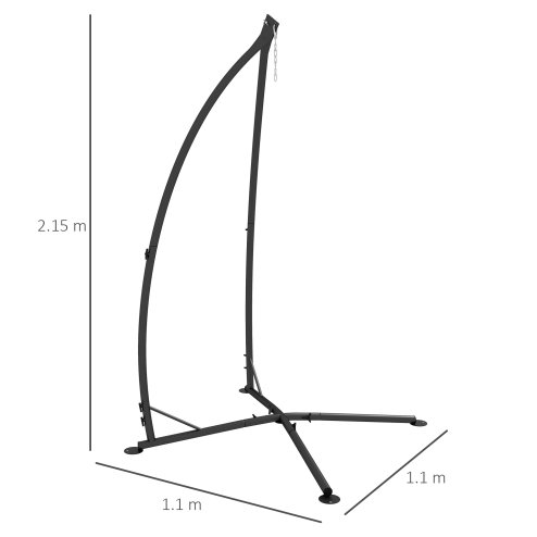 Outsunny Hammock Chair Stand, Hanging Heavy Duty Metal Frame Hammock Stand with Chain, for Hanging Hammock Air Porch Swing Chair, Egg Chair, Indoor & Outdoor Use, Black