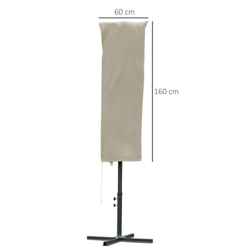 Outsunny Garden Parasol Cover, Outdoor Patio Umbrella Protector Weatherproof Garden Patio with Rod, Zipper for 2-4m Parasol, 60 x 160cm, Khaki
