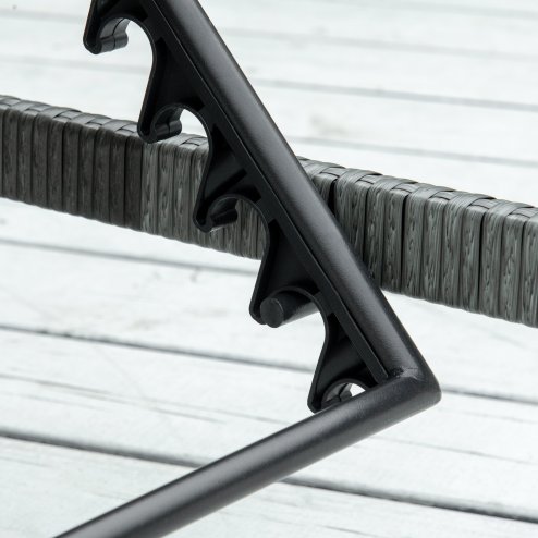 Outsunny Rattan Sun Lounger, 5-Level Adjustable Garden Lounger Recliner with Cushion and Headrest, Outdoor Reclining Sunbed, Steel Frame Garden Chair for Patio, Beach, Terrace, Dark Grey