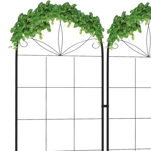 Outsunny Set of 2 Garden Trellis, Metal Trellis for Climbing Plants Support Frames, 50 x 180cm, Grid Design