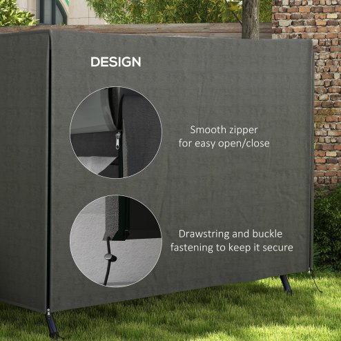 Outsunny 3 Seater 600D Oxford Patio Swing Chair Cover Outdoor Garden Furniture Rain Protection Protector Waterproof Anti-UV, 205 x 124 x 164cm, Dark Grey