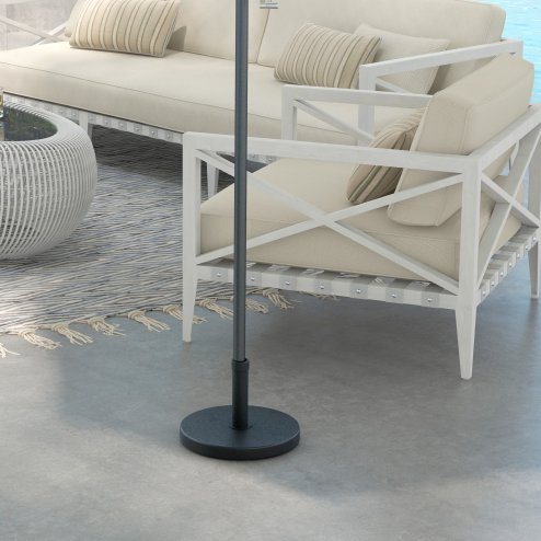 Outsunny 15kg Concrete Parasol Base, Heavy Duty Patio Umbrella Stand with Grip Handle, 46.5cm Round Garden Parasol Holder for 24 to 38mm Poles, Black