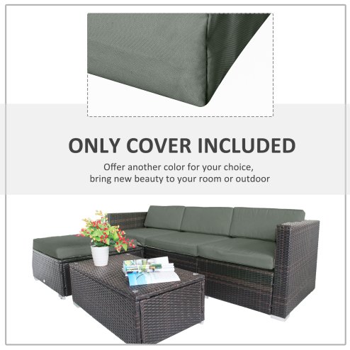 Outsunny Rattan Cushion Covers, Outdoor Seat Cushion Covers, Garden Furniture Covers Replacement - COVER ONLY, Grey